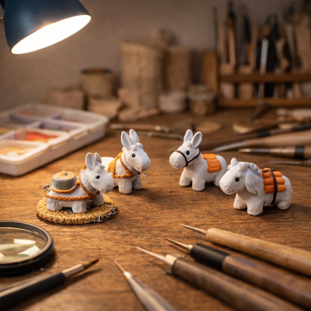 LUOZZY 40 pcs Mini Donkey Figurines Dollhouse Miniature Farm Animals Statues Resin Small Donkey Animals Model for DIY Dollhouse Farm Micro-Landscape Layout Prop