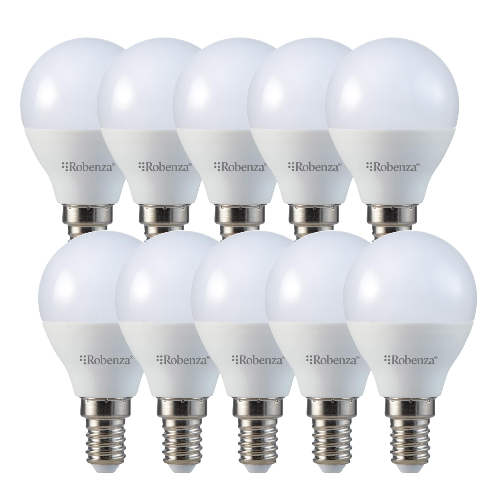 Robenza E14 LED Dimmable Golf Ball G45(P45) Bulb, 4.8W (40W Equivalent), 470lm, Warm White 3000K, SES Small Edison Screw, Energy Saving Home Décor Ceiling Light Bulbs – Pack of 10