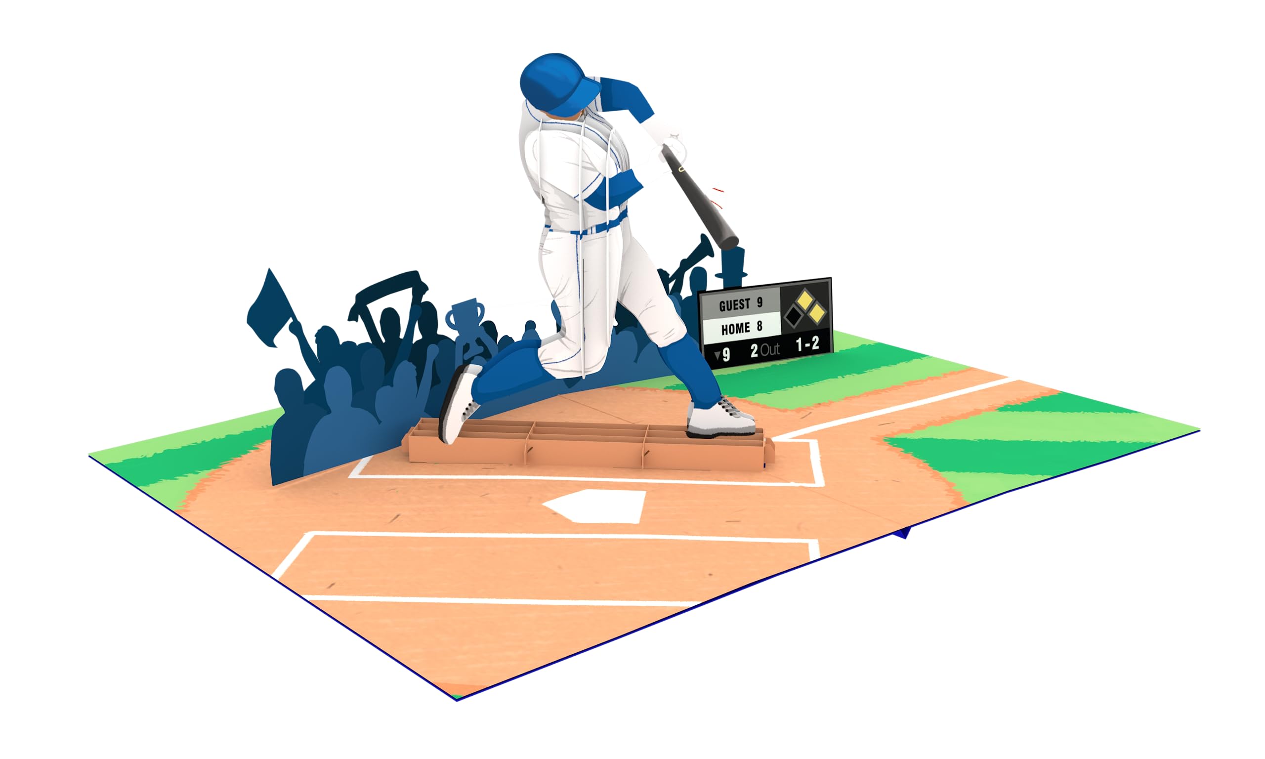 Baseball - 3D Pop Up Greeting Card For All Occasions - Love, Birthday, Christmas, Sports, Congrats - Removable Personalized Message Note - Thick