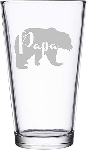 Miniatura 3 de Parent Bear Negative Space Text Silhouette - Vasos de pinta grabados con láser para cerveza, 16 onzas (oso de mamá)
