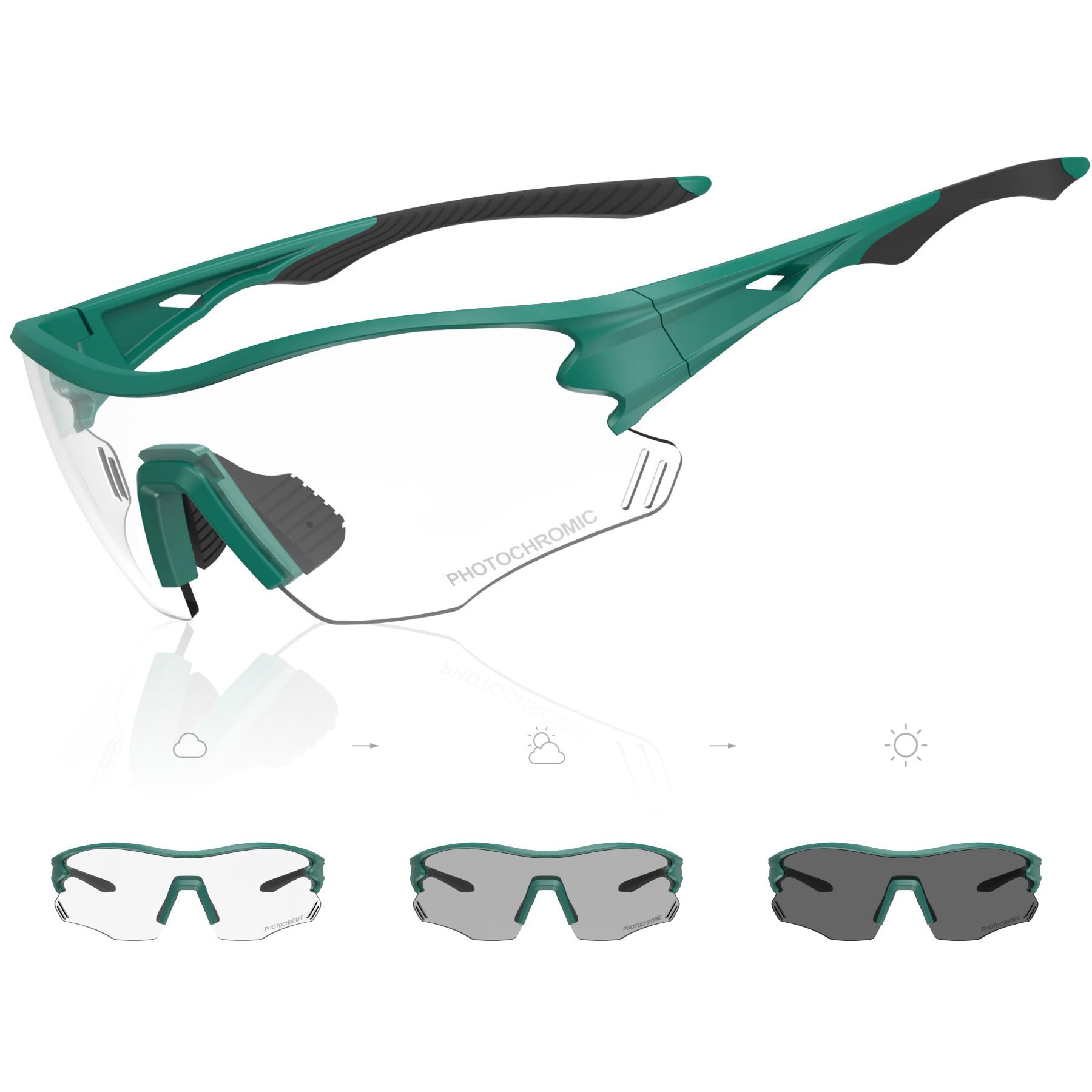 X-TIGER Photochromatische Selbsttönend Fahrradbrille Herren Damen UV400 Schutz Sportbrille Transprante Sonnenbrille Mtb Outdoorsport