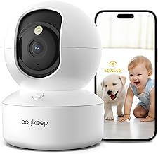 Cámara interior - Cámara para mascotas 2K, cámara WiFi 5G/2.4GHz para monitor de bebé con aplicación de teléfono, giro e inclinación de 360°, audio de 2 vías, visión nocturna a color, nuevo