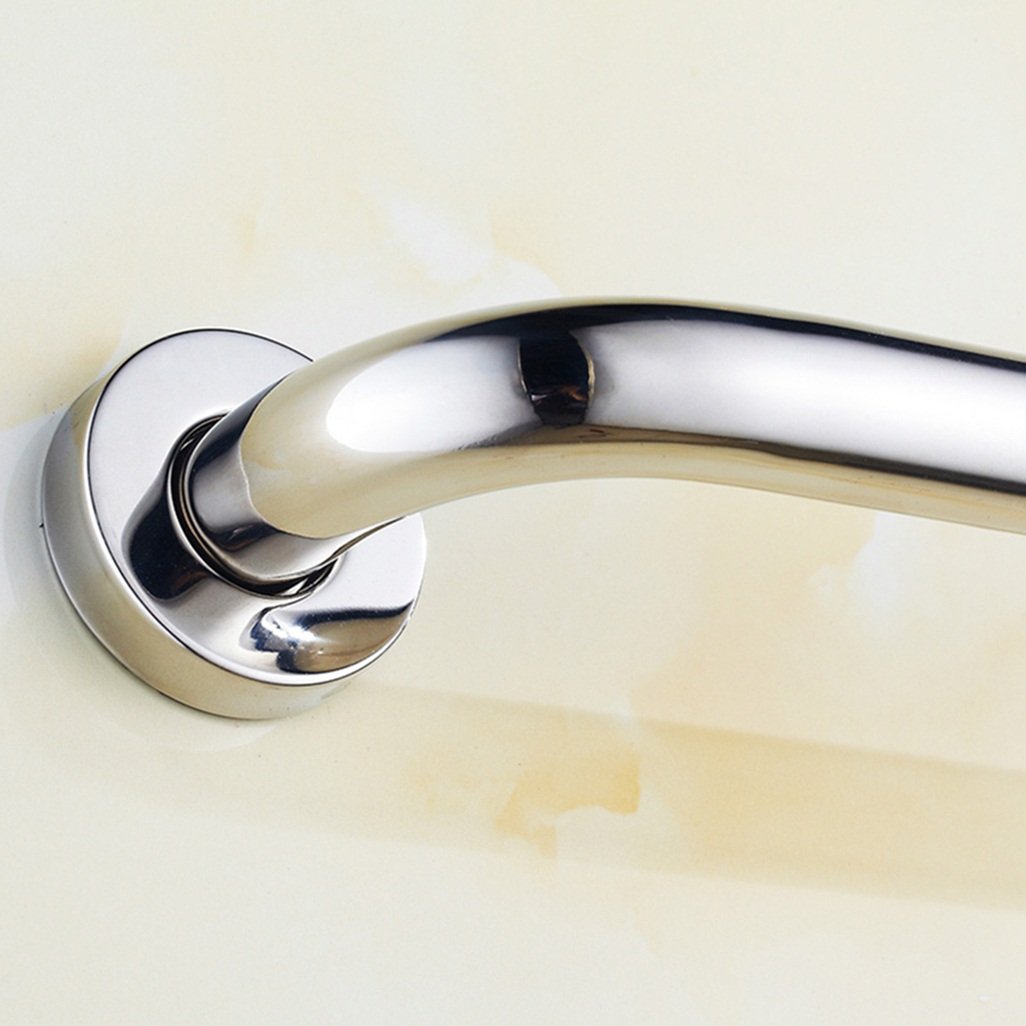 Maniglione di Sostegno in Acciaio Inox con Finitura cromata Lucida, Montaggio a Parete, per disabili e Anziani, per WC, Doccia e Bagno, Cromato - 58 cm