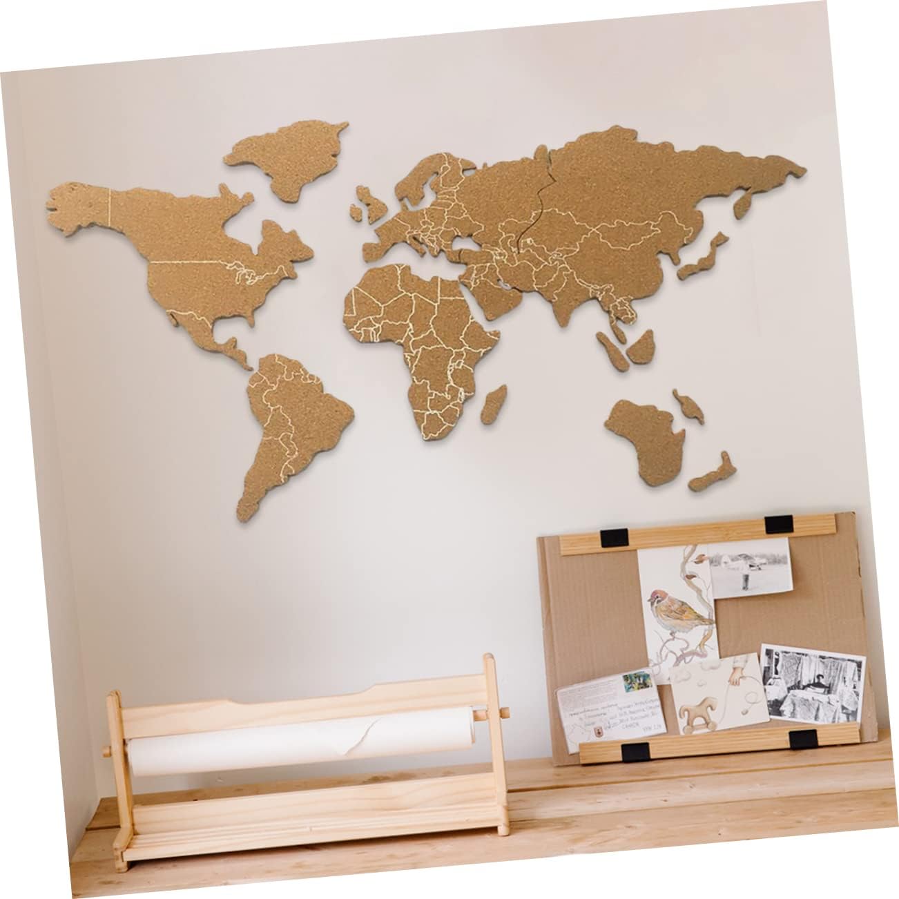 jojofuny World Map Cork Board Self-Adhesive Memo Pin Board for Home and Office Use High-Grade Material for Organizing Tasks and Displaying Travel Memories