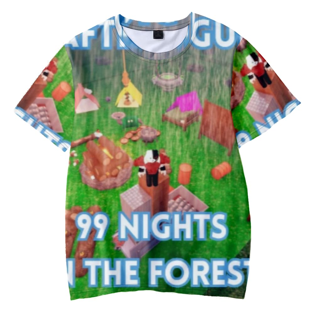 Kids 99 Nights in The Forest 3D Figure Printed Sweatshirt Shirt for Fans Gift Boys 99 Nights in The Forest T-Shirt (E,11-12years)