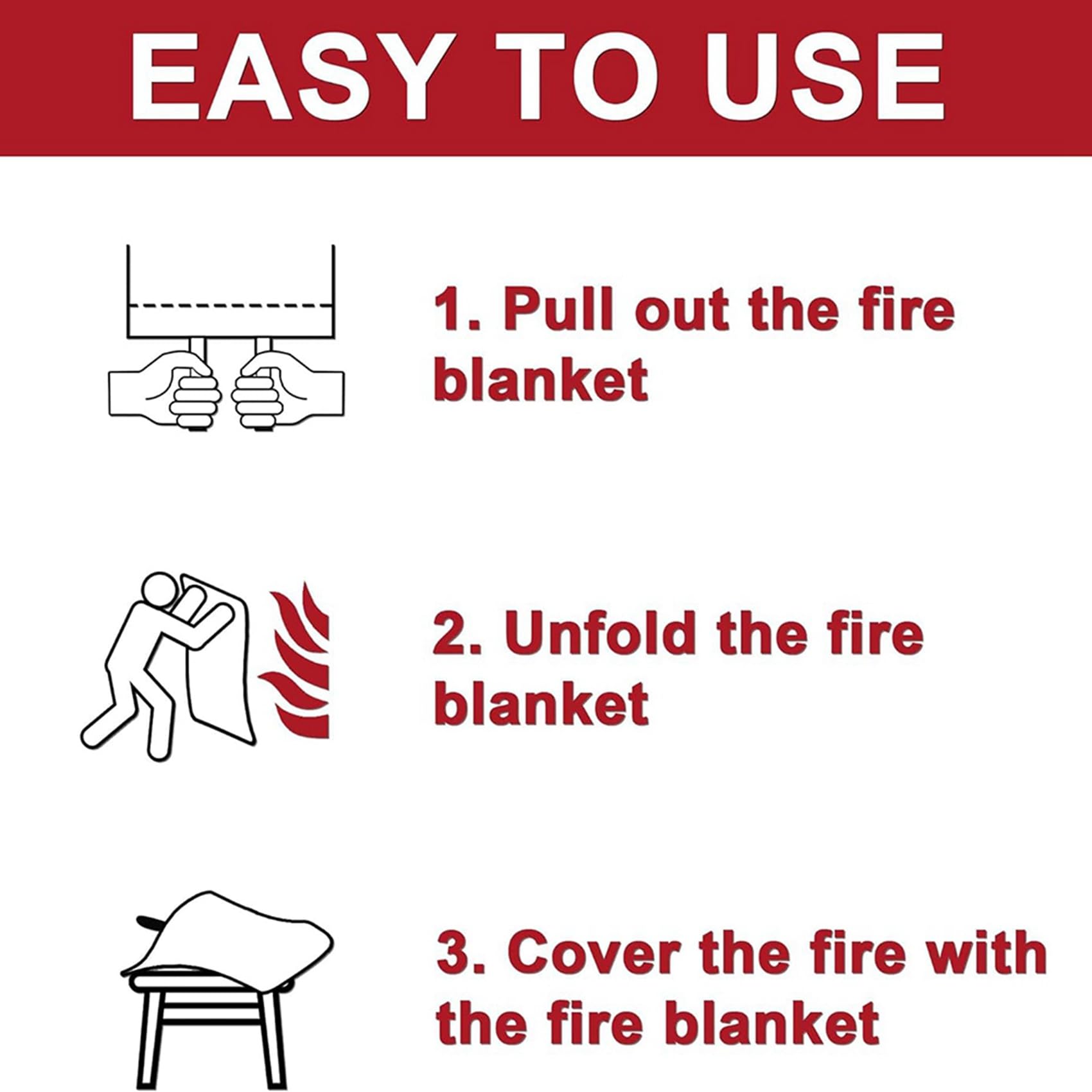 Wuden 4PCS Emergency Fire Blanket, Fire Blanket, Fire Suppression Blanket for Kitchen, Grill, Fireplace (39.4Inch x 39.4Inch)