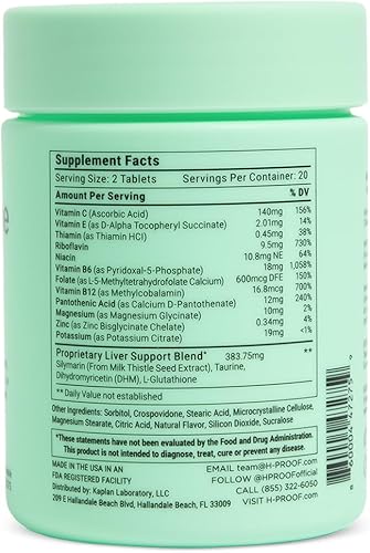 Miniatura 3 de H-PROOF The Anytime You Drink Vitamina para el metabolismo del alcohol, salud hepática e inmunidad con electrolitos, antioxidantes, cardo mariano,