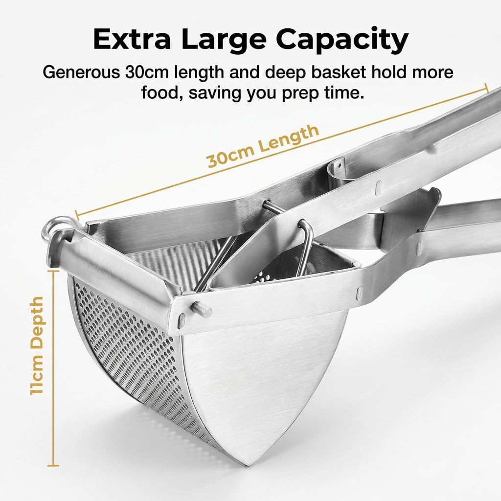 Potato Ricer and Masher, Come with Crinkle Potato Slicer, 2026 New Heavy Duty Food Masher, Ergonomic Comfort Grip, Extra Large Capacity, Dishwasher Safe (3)