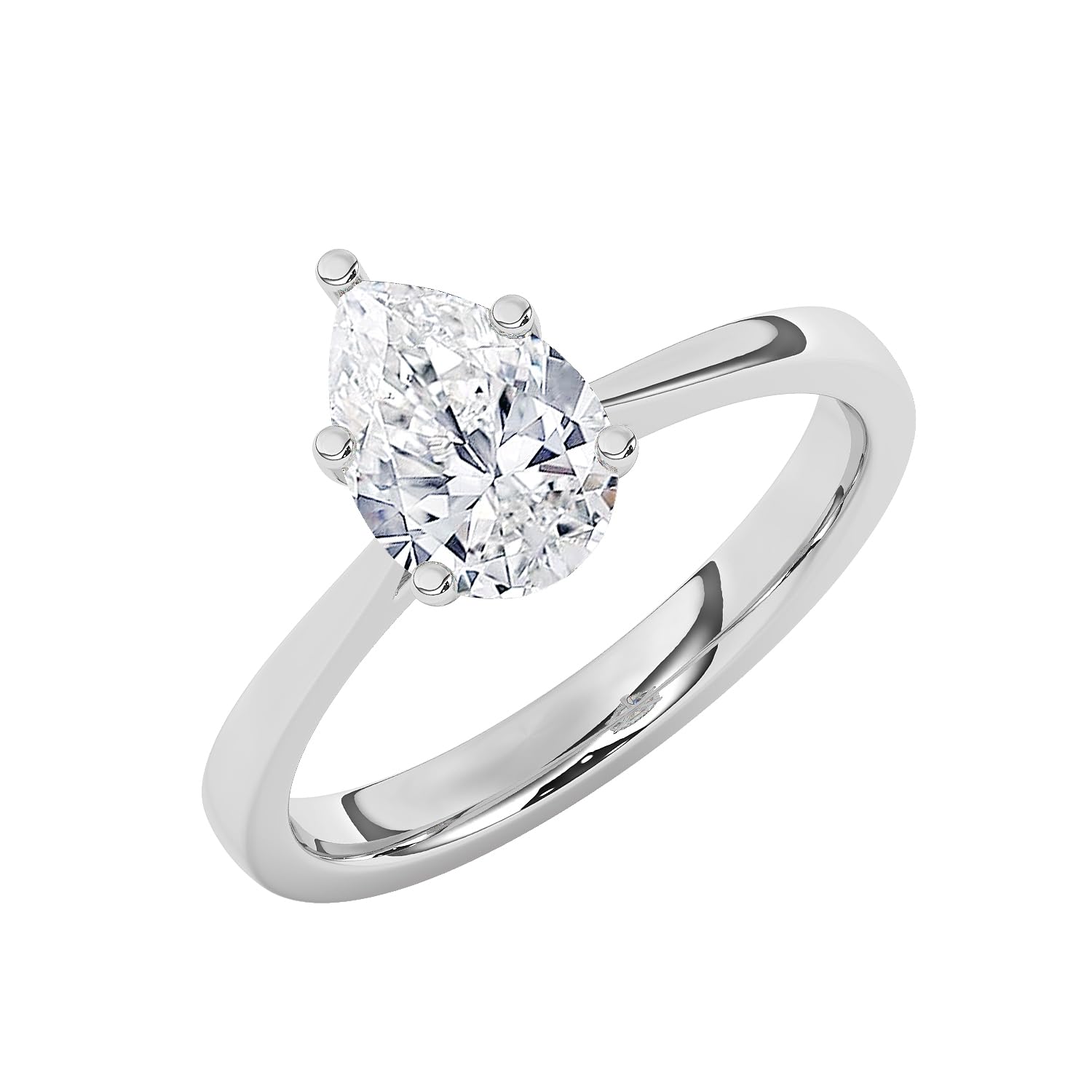 Fine Diamonds R usD/VS1, 1.50 Carat, IGI Certified Solitaire Lab-Grown Pear Cut Diamond Engagement Ring in 950 Platinum