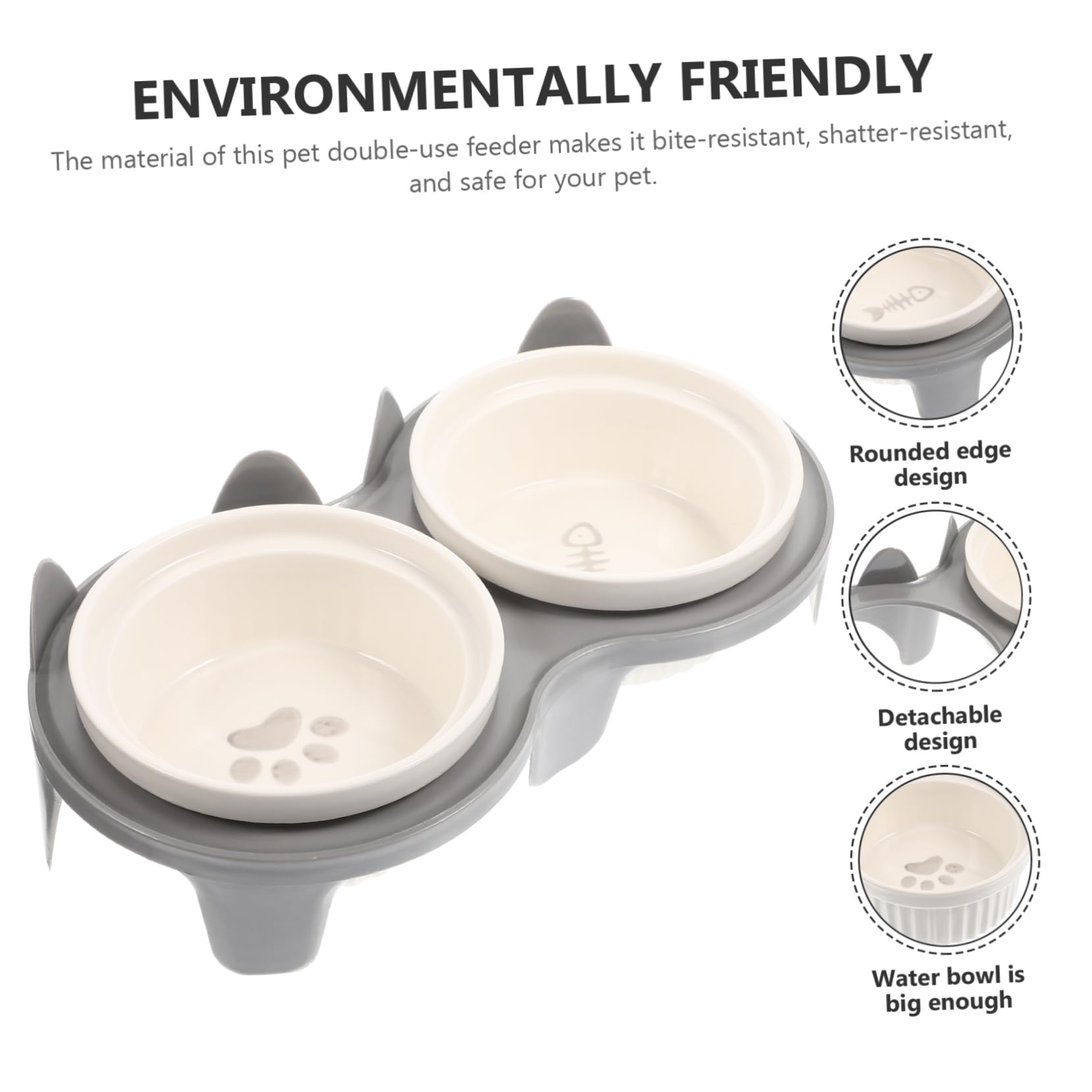 Erhöhter Keramik Katzennapf mit Schrägform, Doppelnapf Satz