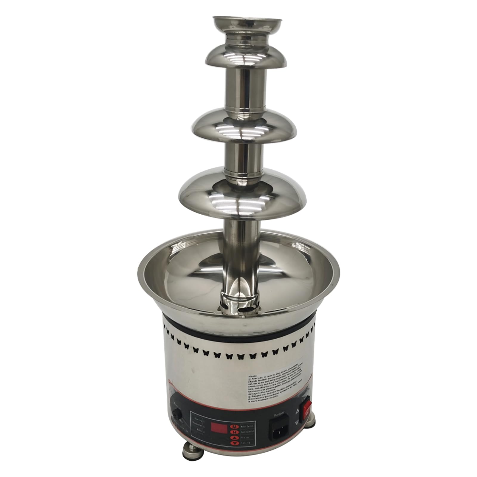 WYDDDARY Chocolate Waterfall Fountain 4 Tiers 6.6Lbs Commercial Stainless Steel Chocolate Fountain Towers DIY for for Party Restaurant Wedding Hotel 110V