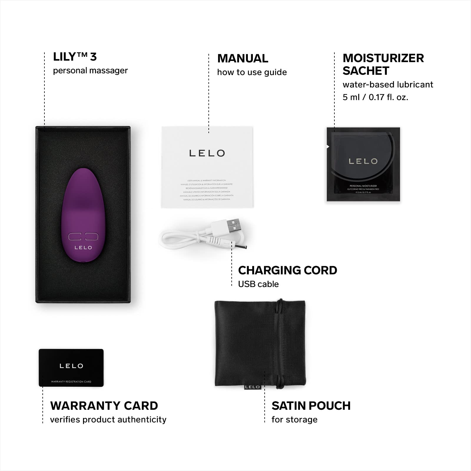 LELO LILY 3 Estimulador de Clítoris Femenino Vibrador Mujer Pequeño Vibrador para Mujeres Consolador Sexual para Mujeres con 10 Modos de Placer y un Diseño Sumergible, Dark Plum