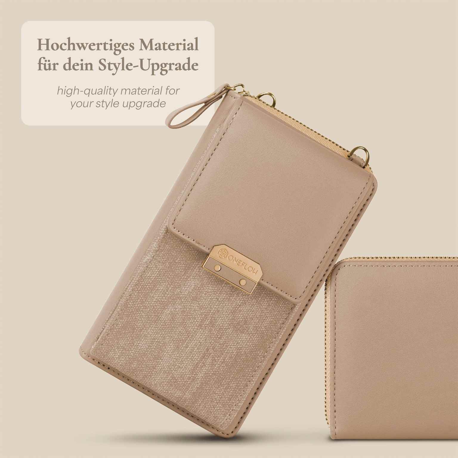 ONEFLOW Bliss Purse für Redmi Note 14 5G Handytasche zum Umhängen Damen mit Portemonnaie, Handy Umhängetasche mit Geldbörse und Handyfach, Kleine Handtasche, Cream Beige