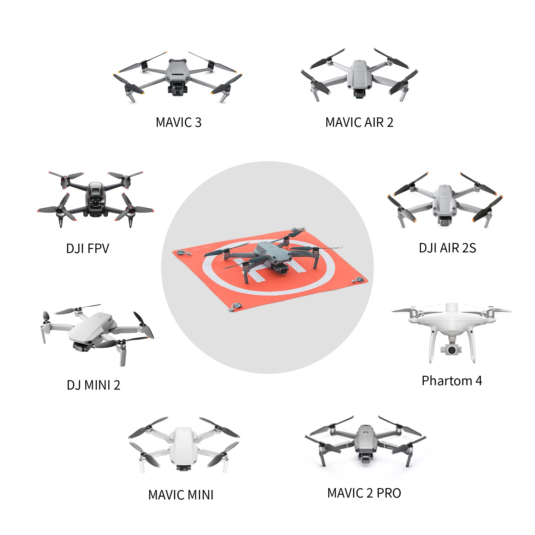 Tappetino di atterraggio per droni PGYTECH Pro da 20 pollici, pieghevole rapidamente, doppio lato impermeabile, adatto per DJI Mini 4 Pro, Air3, Mavic 3 Pro, Mini 3 Pro, AVATA, Mavic 3, Air 2S