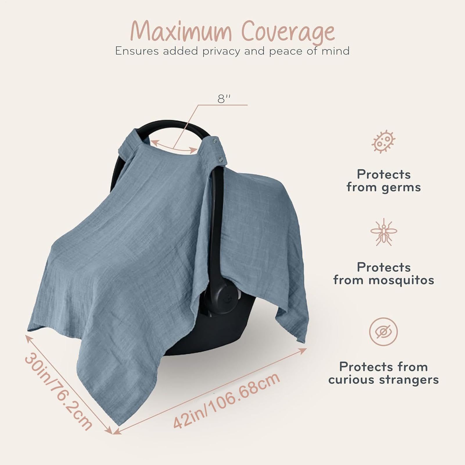 Sombrilla para portabebés: ajuste elástico universal, mantón de lactancia spandex elástico, ventilación alto flujo aire, forro carrito compras mezcla algodón suave | Poncho protector padres y re