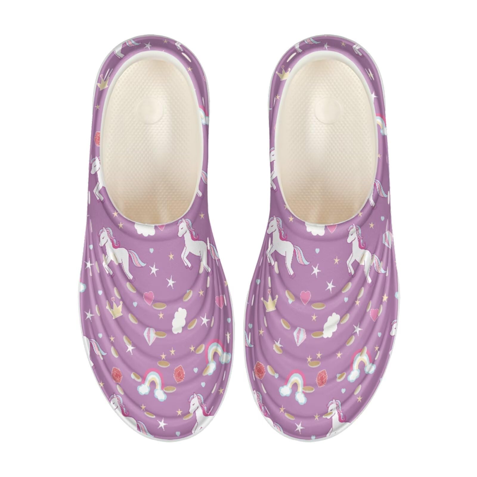 Pointodoor Cartoon Horse Print Unisex Boys Water Shoes Big Kids Sandals Girls Lightweight Horse Sneakers Quick Dry Beach Home Garden Clogs