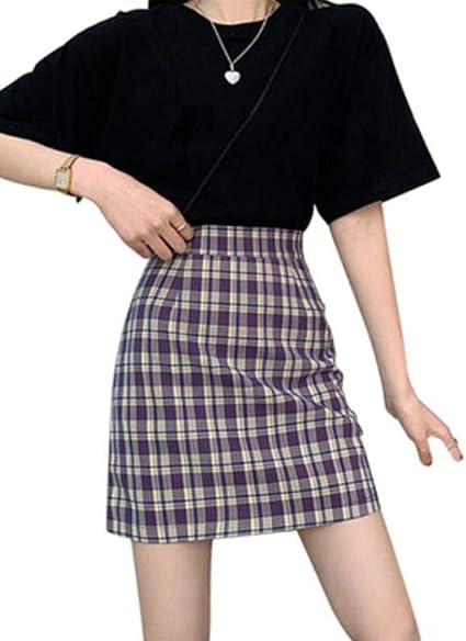 Amazon シジャァーノ Aラインスカート ミニスカート チェック柄 半スカート 着痩せ 美脚 タイトスカート デート 韓国風スカート 気質抜群 ファッション ボトムス 春 夏 スカート 通販