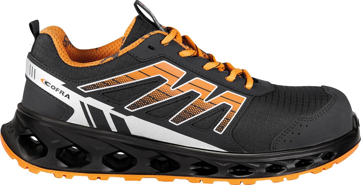 COFRA Zapato de Seguridad Footing ESD S3S FO SR, Negro y Naranja