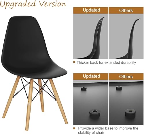 Miniatura 4 de GOFLAME DSW - Sillas de comedor, sillas de plástico con patas de madera, sillas sin brazos de estilo moderno para sala de estar, cocina, dormitorio,