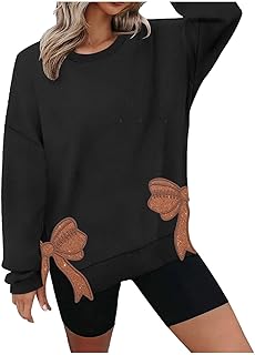 Chaqueta Felpa Mujer Invierno Sudadera con Aplique de Lazo Lateral Sudadera de Gran tamaño Jersey de Cuello Redondo de Manga Larga Sudadera Tokio Mujer