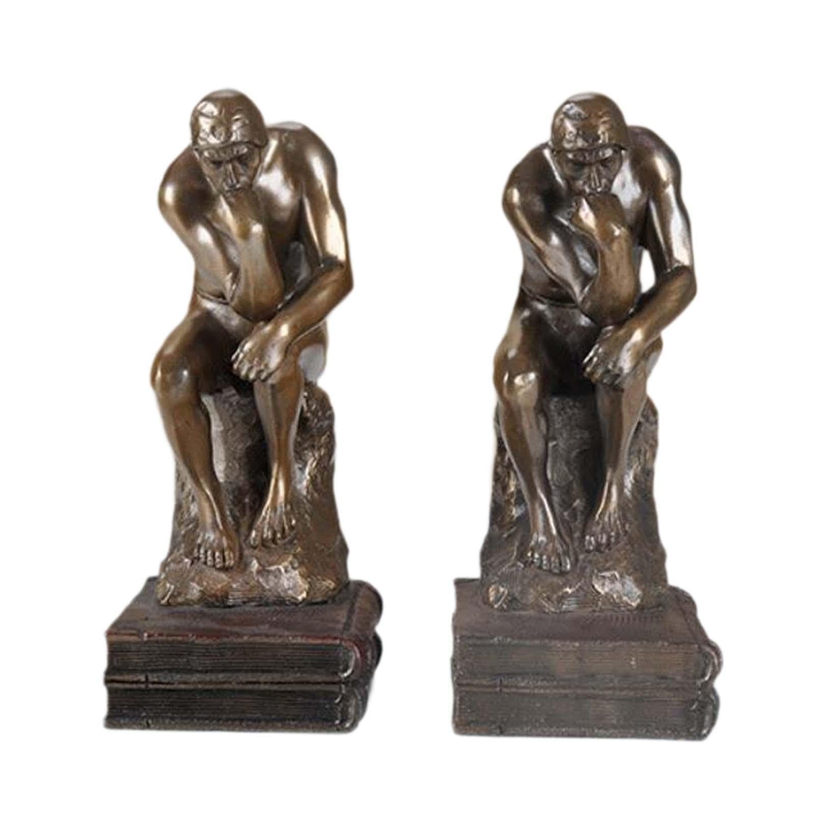 TWISAXC 2pcs for Creative Thinker Bookends Stylish Décor For Home Office And Files Neatly Organized. Two Thinker Sculpture Bookends