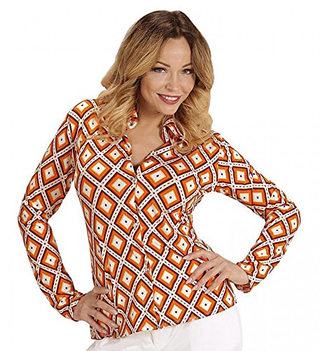 Blusa retro de los años 70 mujer camisa disco con estampado vintage top
