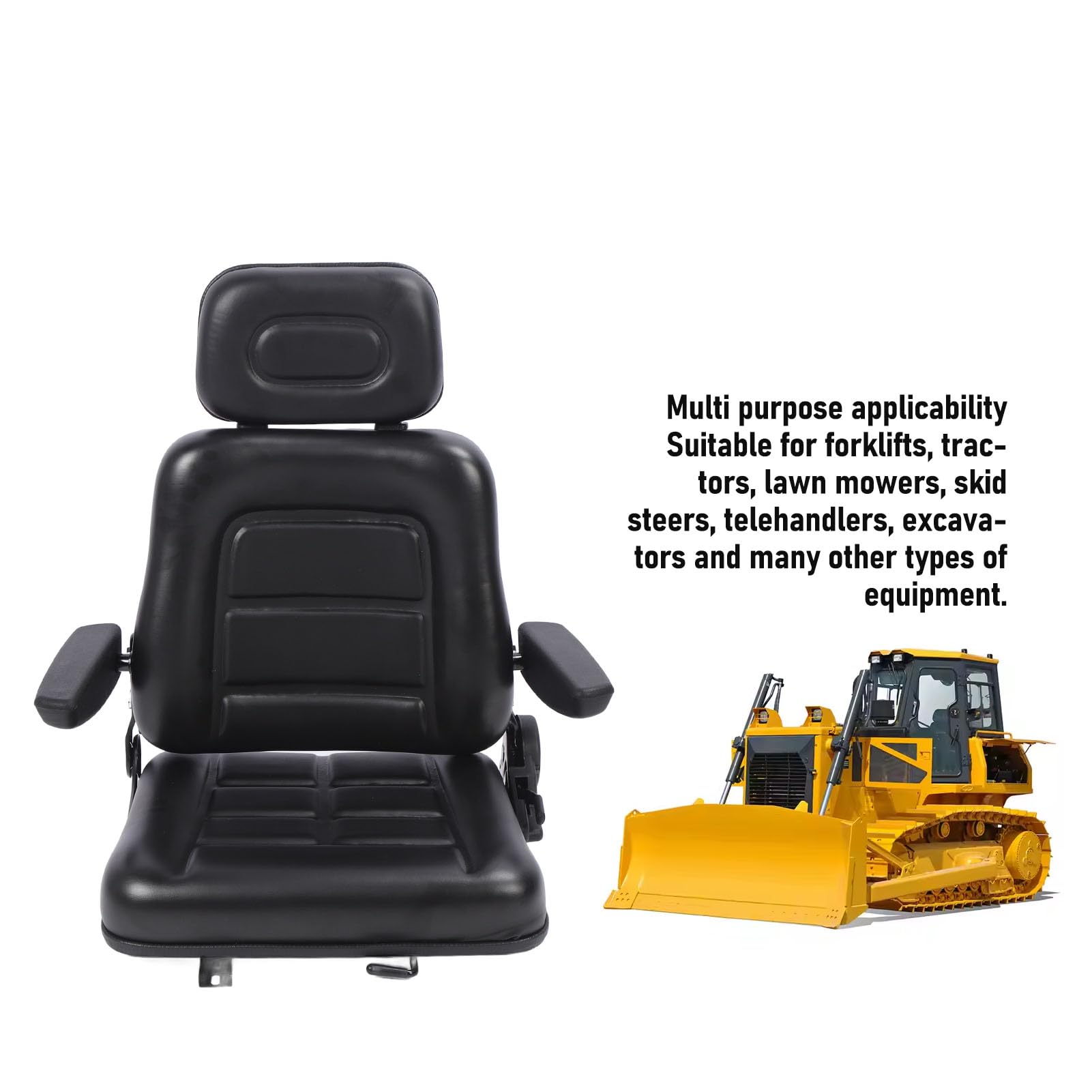 Aramox Gabelstaplersitz 3 Fach Verstellbar Schwarz Für Traktor Bagger