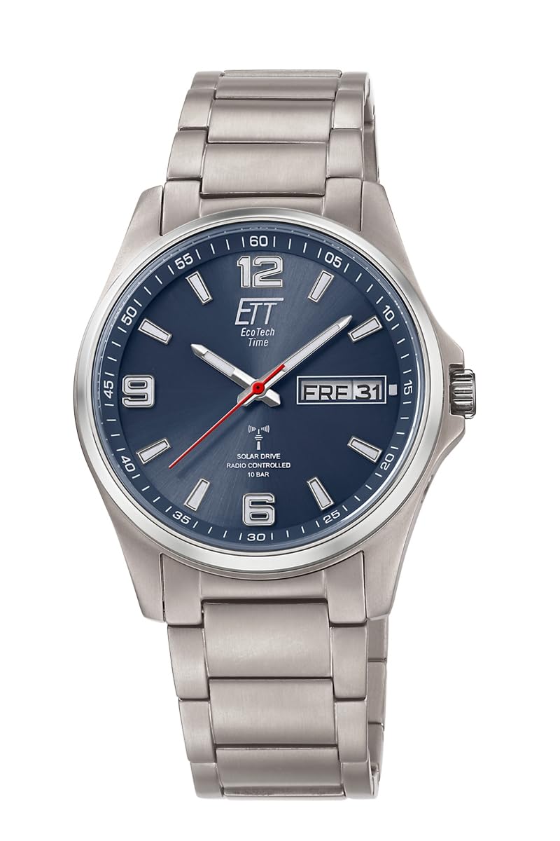 ETT Eco Tech Time Funk Solar Herren Uhr Analog mit Titan Armband EGT-11602-31M