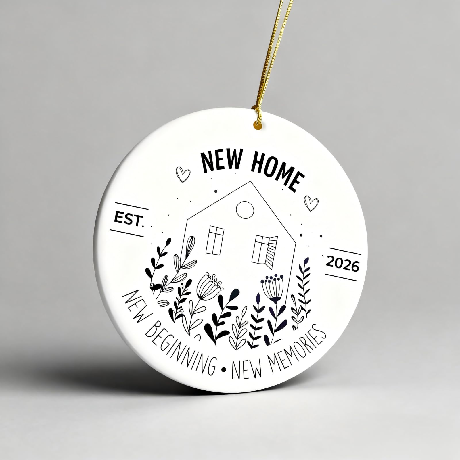Tivleed White Home Decoration For New Home - Ceramic Double Sided Hanging Ornament, Minimalist Housewarming Gift For Couple, Elegant Wall Decor For Living Room