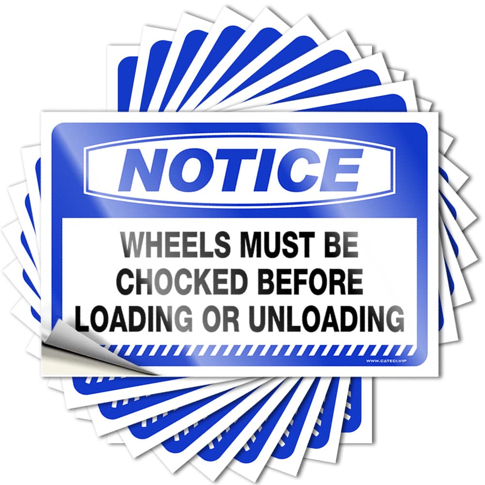 Funny Sticker Fall Easy Apply | Notice Wheels Must Be Chocked Before Loading Or Unloading Winter Garage Peel and Stick(8X12CM)