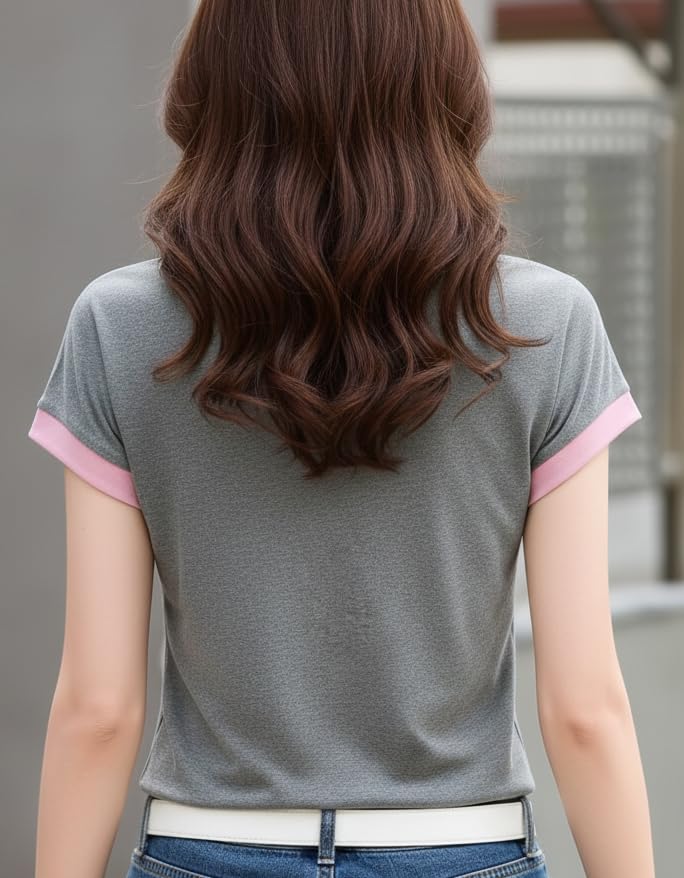 Image of GLASGO Pure Cotton Regular Fit Plain Solid Classic Polo Collar Half Sleeve T-Shirt for Women (Colors: Beige, Mustard, Gray, Pink)