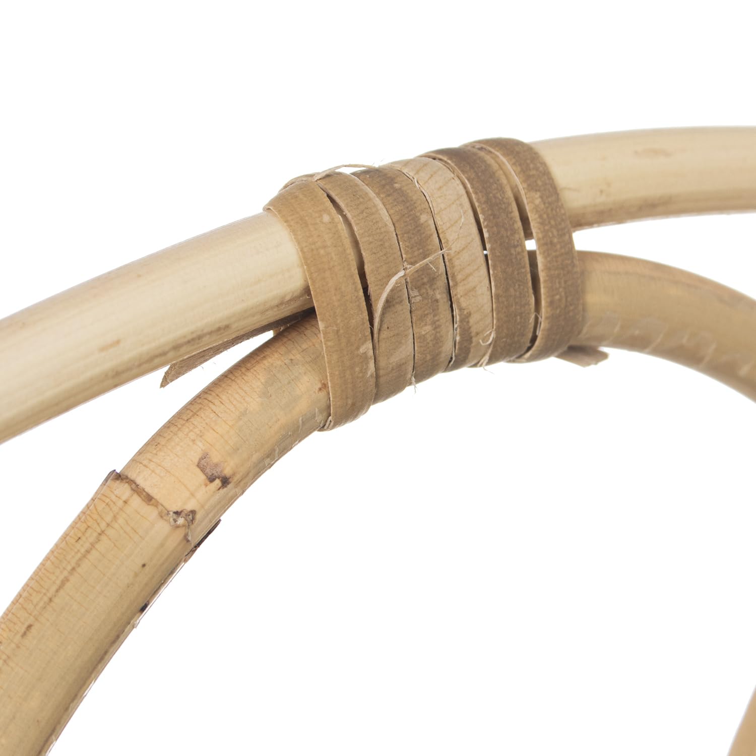 DRW Espejo de Pared Redondo de Ratan en Natural 60x60x2 cm