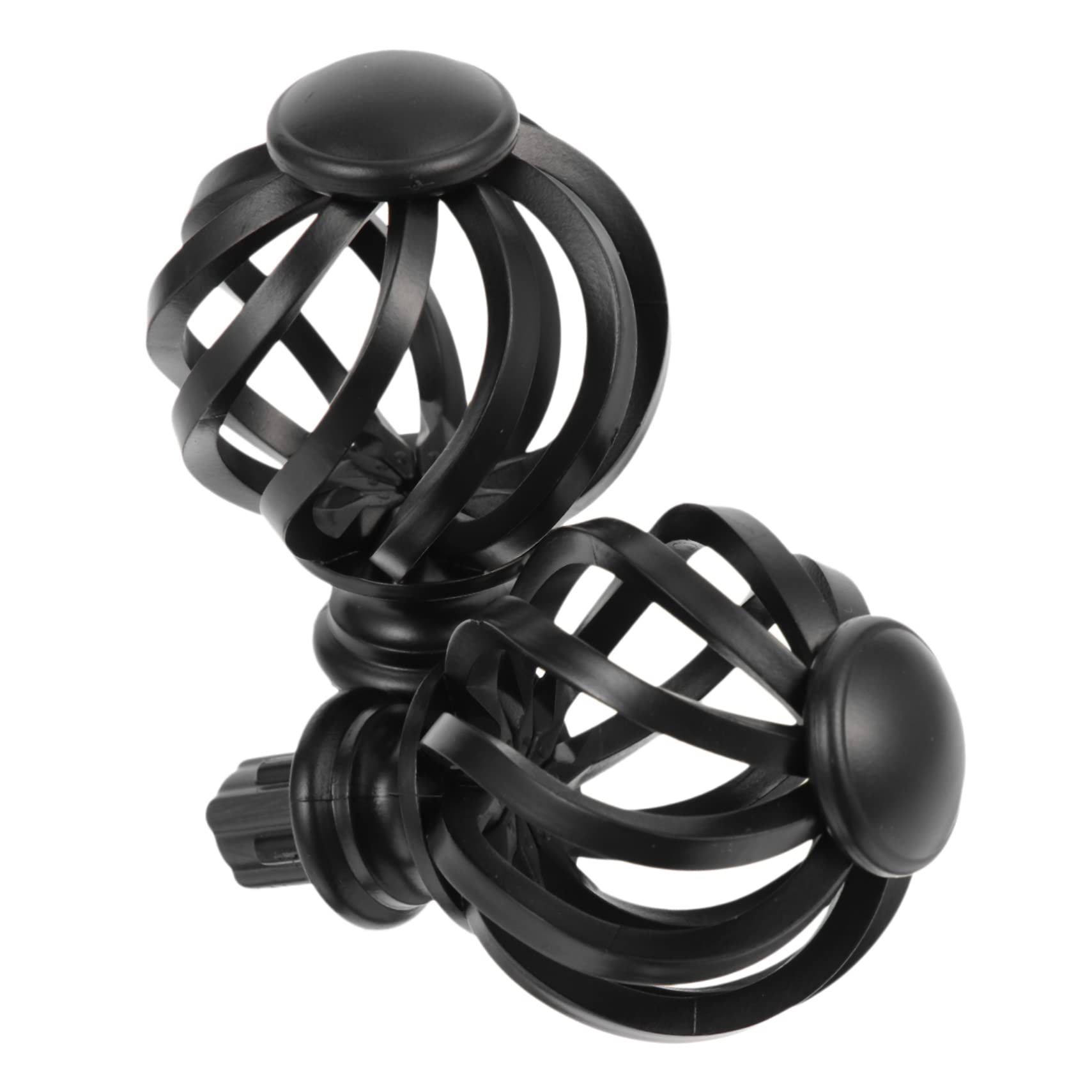 OUNONA 2pcs Curtain Rod Plug Curtain Pole Finials Small Curtain Finials Curtain Rod End Caps Rustic Curtain End Caps Curtain Pole Ends Curtain Rod Ends Poles Black Plastic