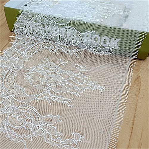 Orient Lace Craft Chantilly Net Scallop Lace White Nylon Floral Eyelash Lace Trim Ribbon Sewing Dress Skirt Decor DIY Handicrafts. (White)
