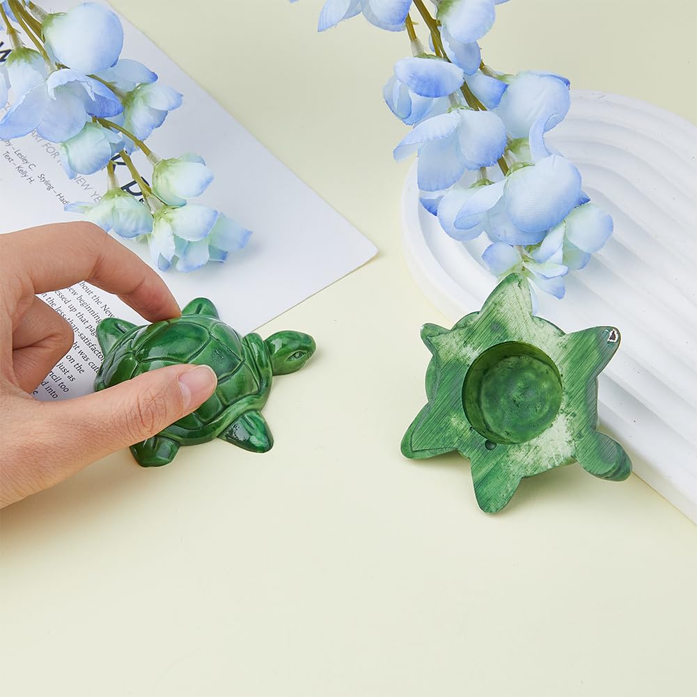 Hobbspring 2Pcs Toilet Bolt Caps Ceramic Turtle Toilet Bolt Covers Decorative Resin Cute Tortoise Bolts Cover Dark Green Toilet Bolts Bathroom Decor for Toilet Replacement Parts - Image 3