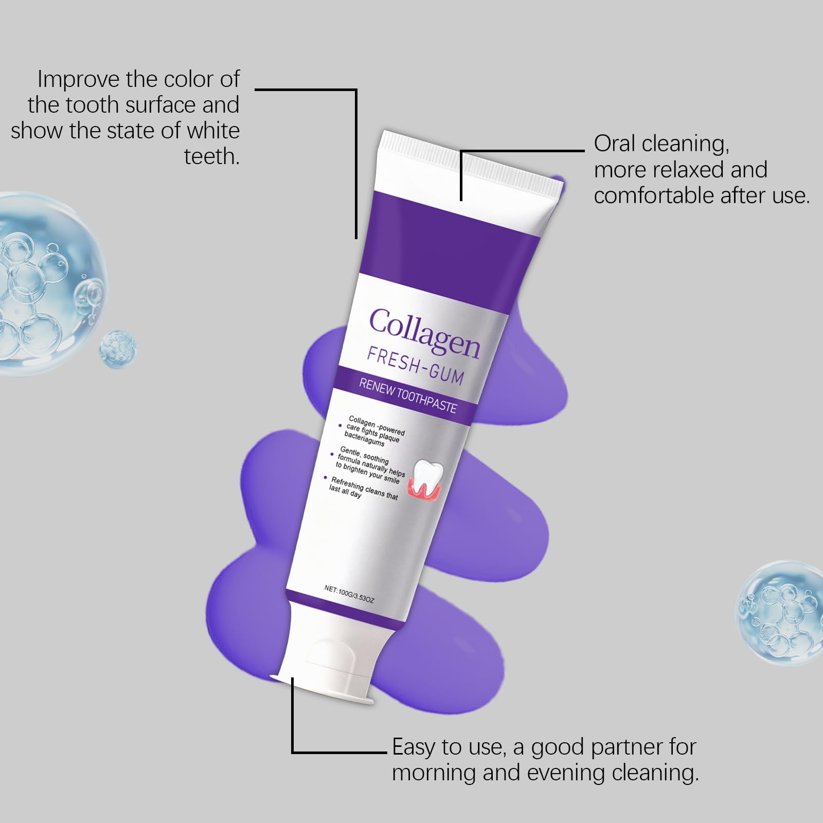 glutathione toothpaste Collagen Purple Whitening Toothpaste, Purple Toothpaste for Teeth  Whitening, Toothpaste for Deep Cleaning of Discolouration, Remover of  Yellow Tooth