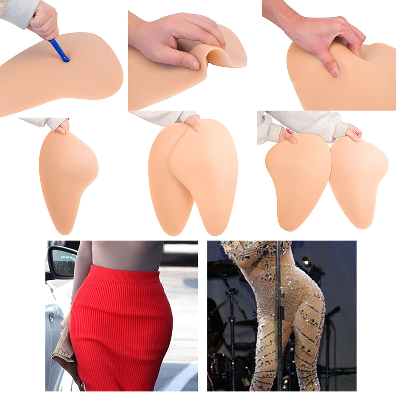 Silikonowy ochraniacz na biodra wzmocnienie ochraniacza biodrowego pośladków kobiety Sexy Hip Butt udo Shaper silikonowa wyściółka dla Crossdresser Shemale,Brown,L_Size