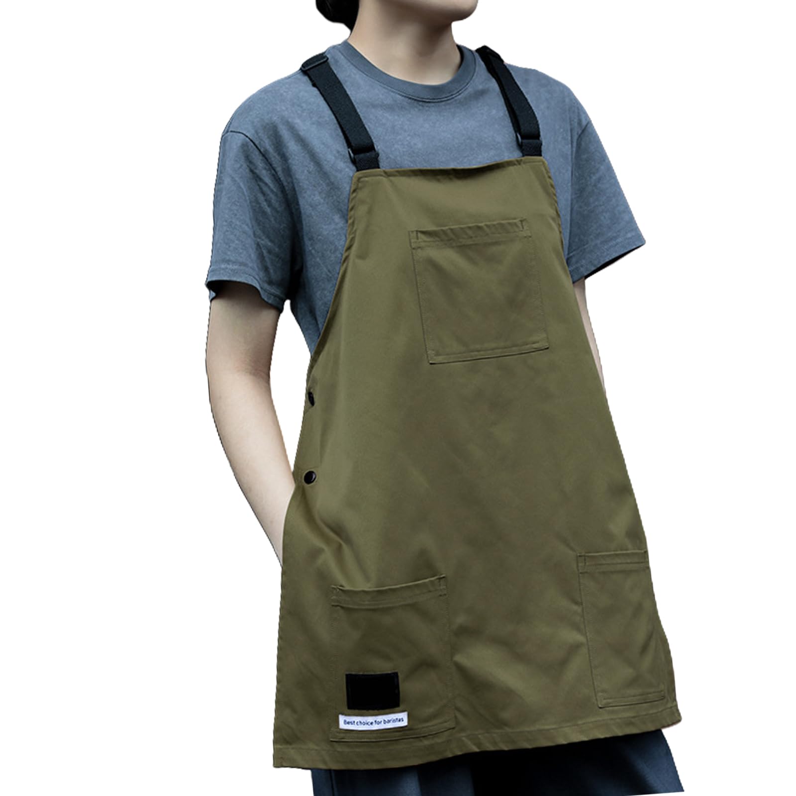 Tsophreniq Practical Work Apron with Pockets Adjustable Neck and Waist Strap for Home Use Polyester Vest Cooking Supplies Protective Wear