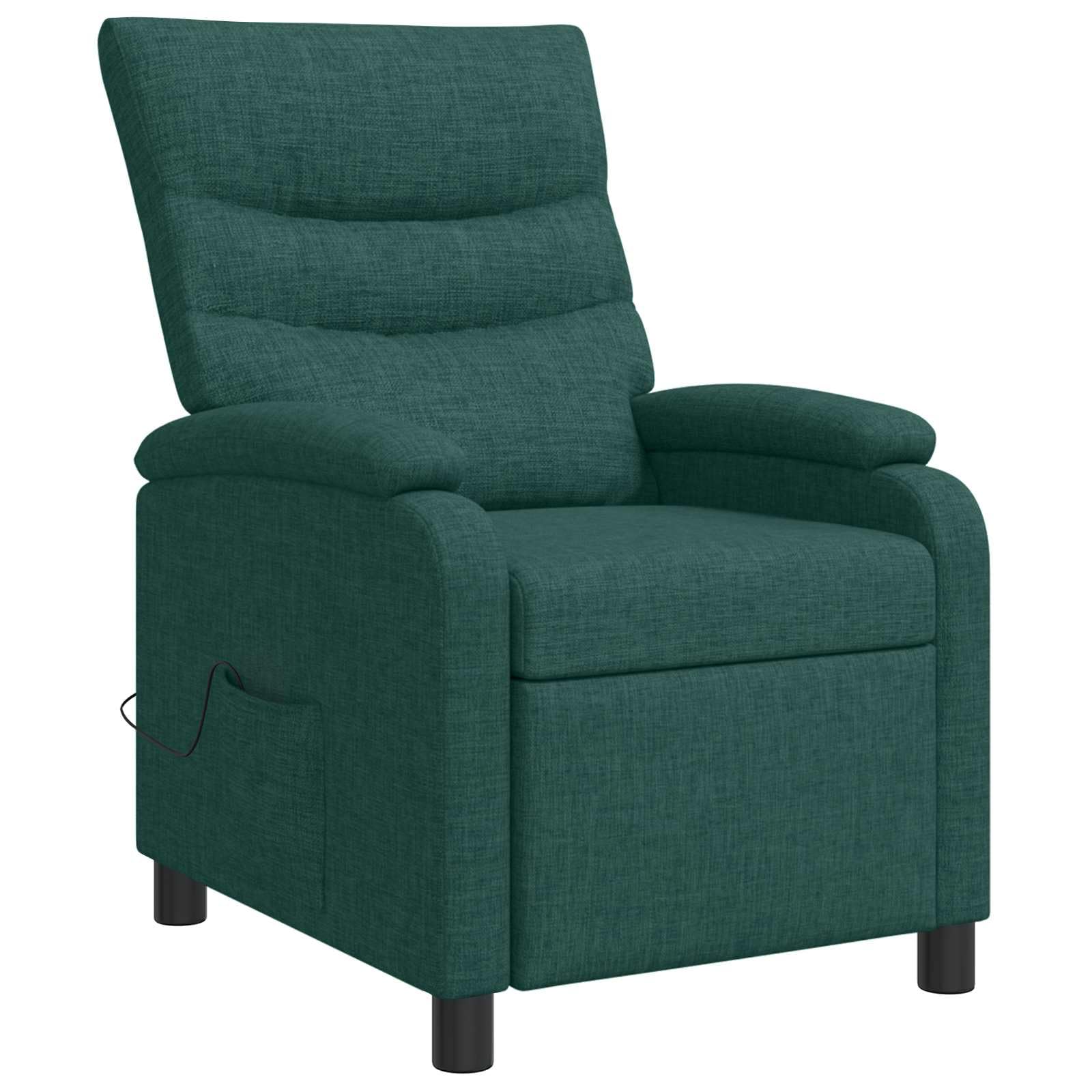 Poltrona relax verde scuro, tessuto 100% poliestere, regolabile 115-160