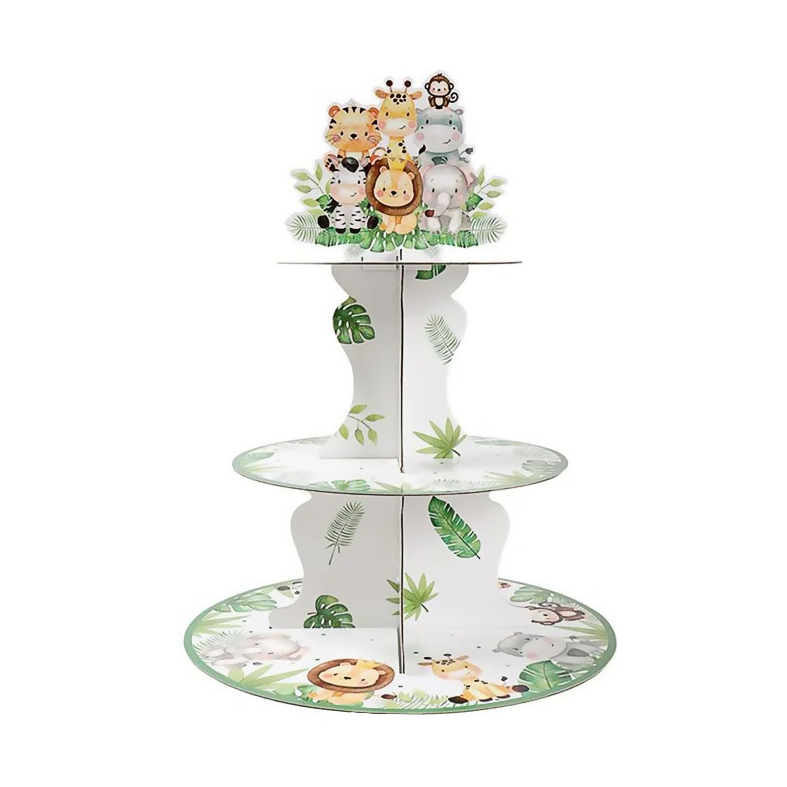 Cupcake Stand for Party Supplies Easy No Tools Assembly, 3 Tier Thick Cardboard Food Display with Non Skid Base, Themed Decor for Birthday Party (Light green)