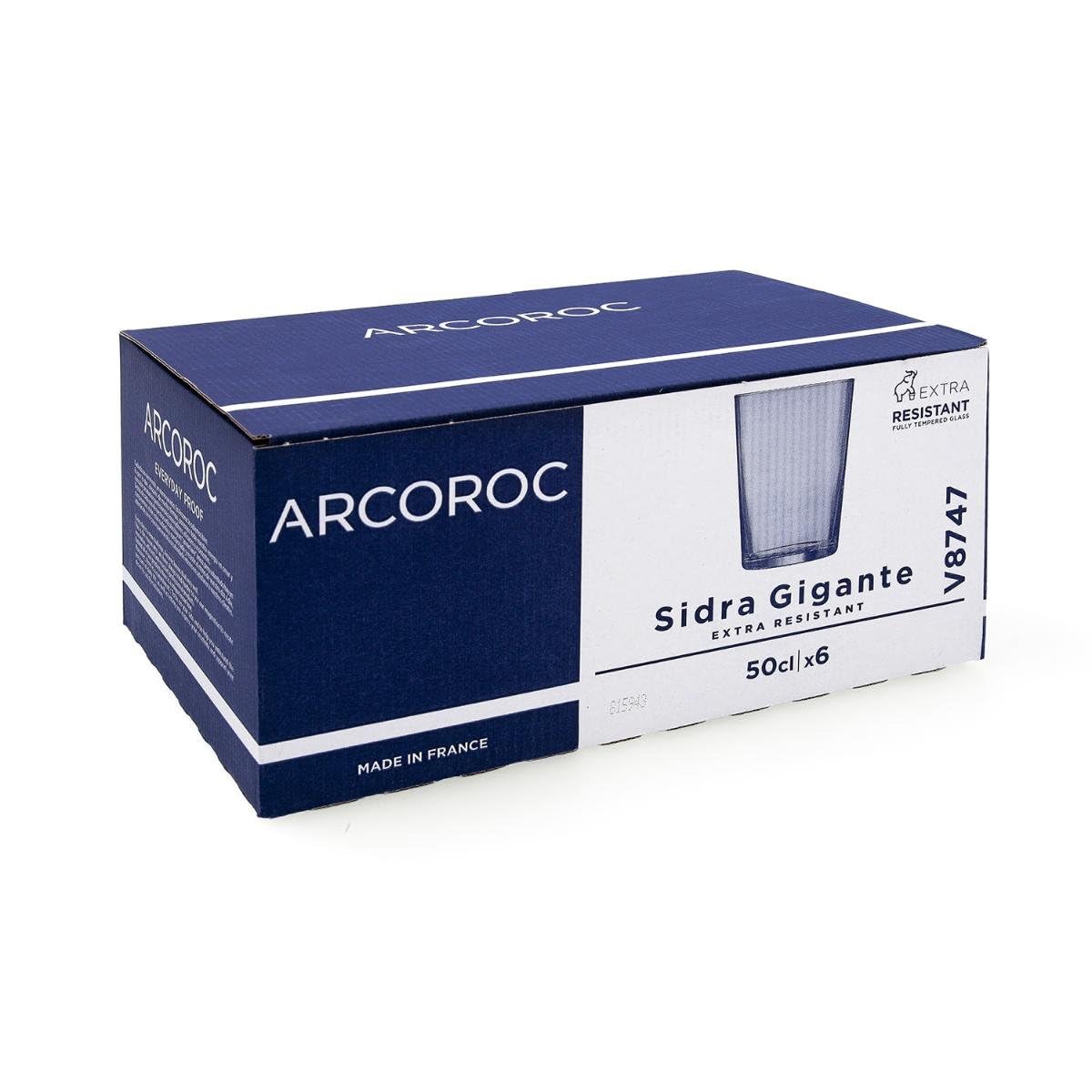 Arcoroc Sidra Eco Caja 6 Vasos Altos Vidrio 50cl Transparente
