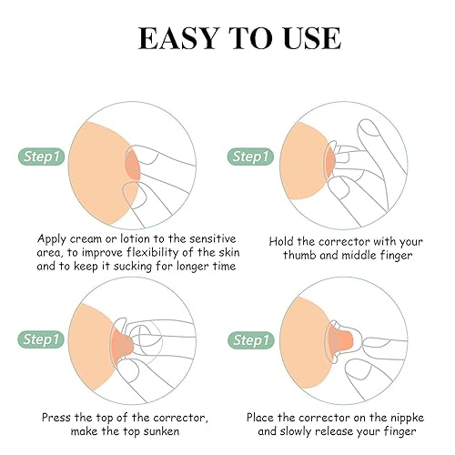 Miniatura 7 de 12 piezas de cubierta de pezón para lactancia, corrector de pezón invertido de silicona, con estuche de transporte transparente, extensor de pezón