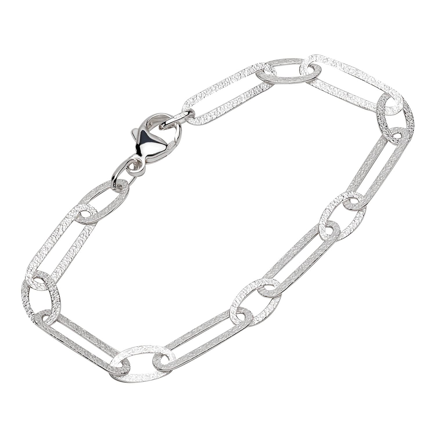 NKlaus Bracciale Donna In Argento 925 Con Catena Luna E Doppia Ancora - Lunghezza 20 Cm, Largo 11,24 Mm, Regalo Elegante