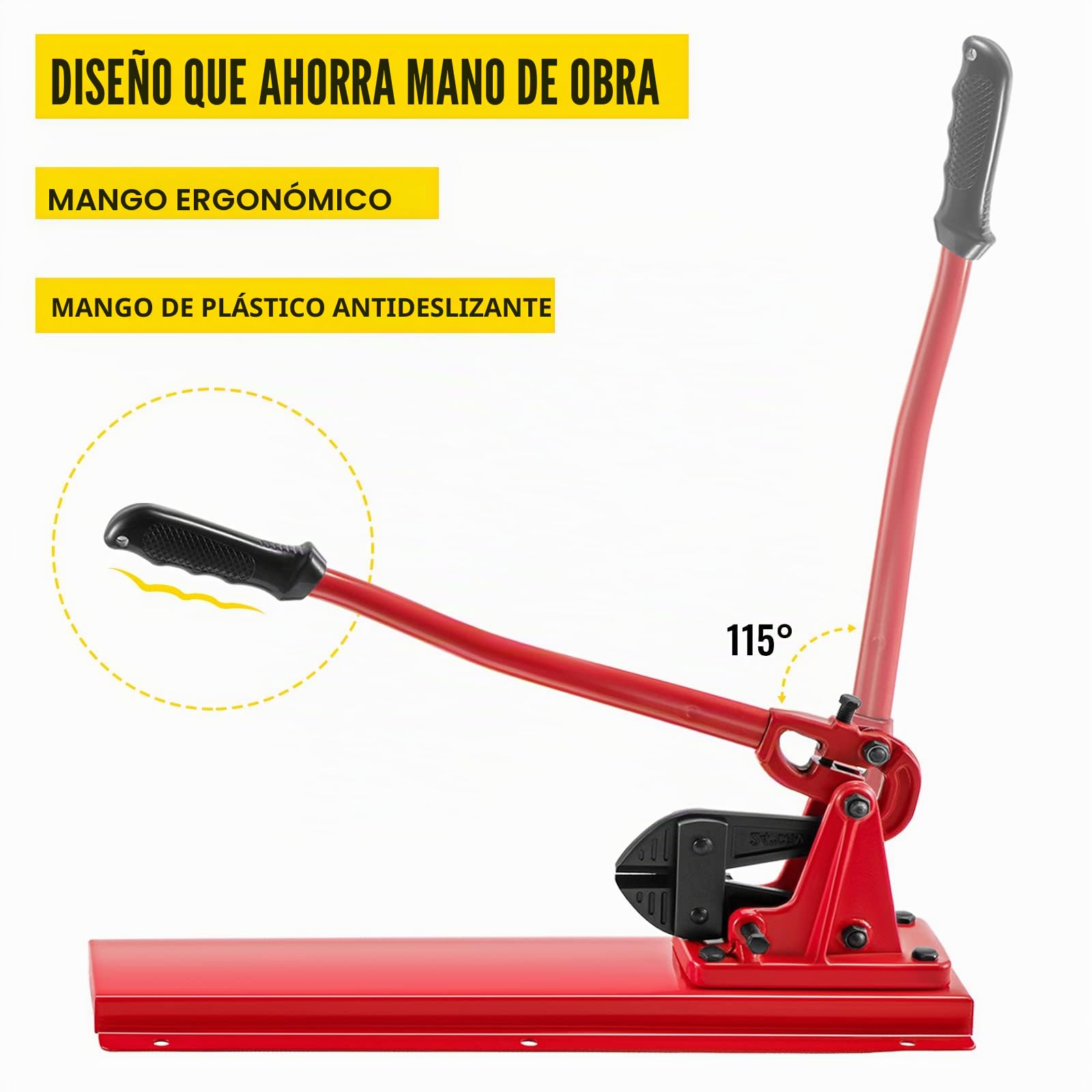 VEVOR Engarzadora de Banco de 61 cm Herramienta de Engarzado Manual de Acero de Aleación con Capacidad de Corte de 9,5 mm para Construcción de Cables, Industria Mecánica, Mantenimiento, Taller, Garaje