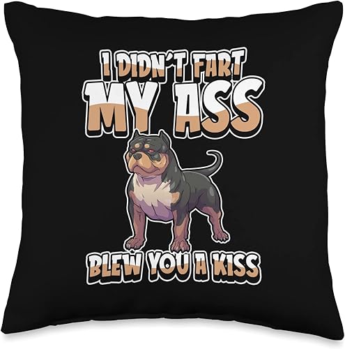 American Bully Gifts & Accessories American Bully Dog Pet I Didnt Fart My Butt Blew You A Kiss - Almohada de 16 x 16 pulgadas, multicolor