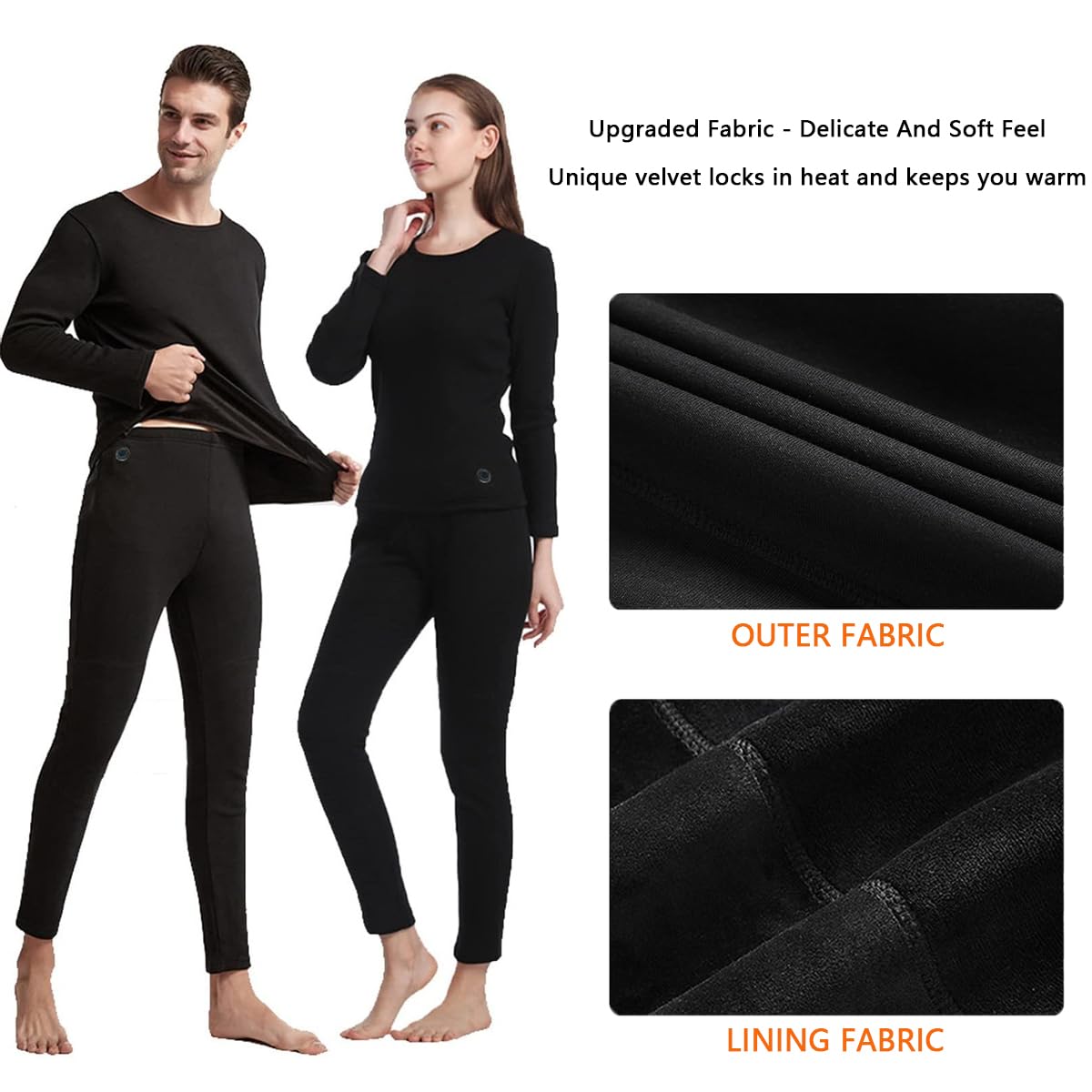 Conjunto de Ropa Interior térmica para Hombre con 13 Zonas de calefacción, Control de Temperatura Inteligente por USB, Camiseta y Pantalones Largos para Esquiar.