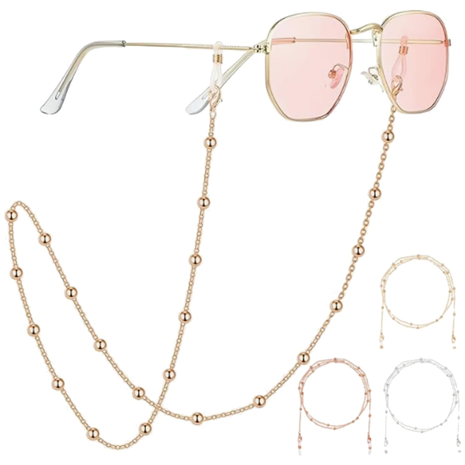 Stylish Spectacle Chain for Women | Dual-Tone Specs Holder Strap (73cm Rose Gold +Gold+ Silver) | Eye Glass Holder for Reading Glasses/Sunglasses | Lightweight 5.6g Specs Chain for Women Stylish