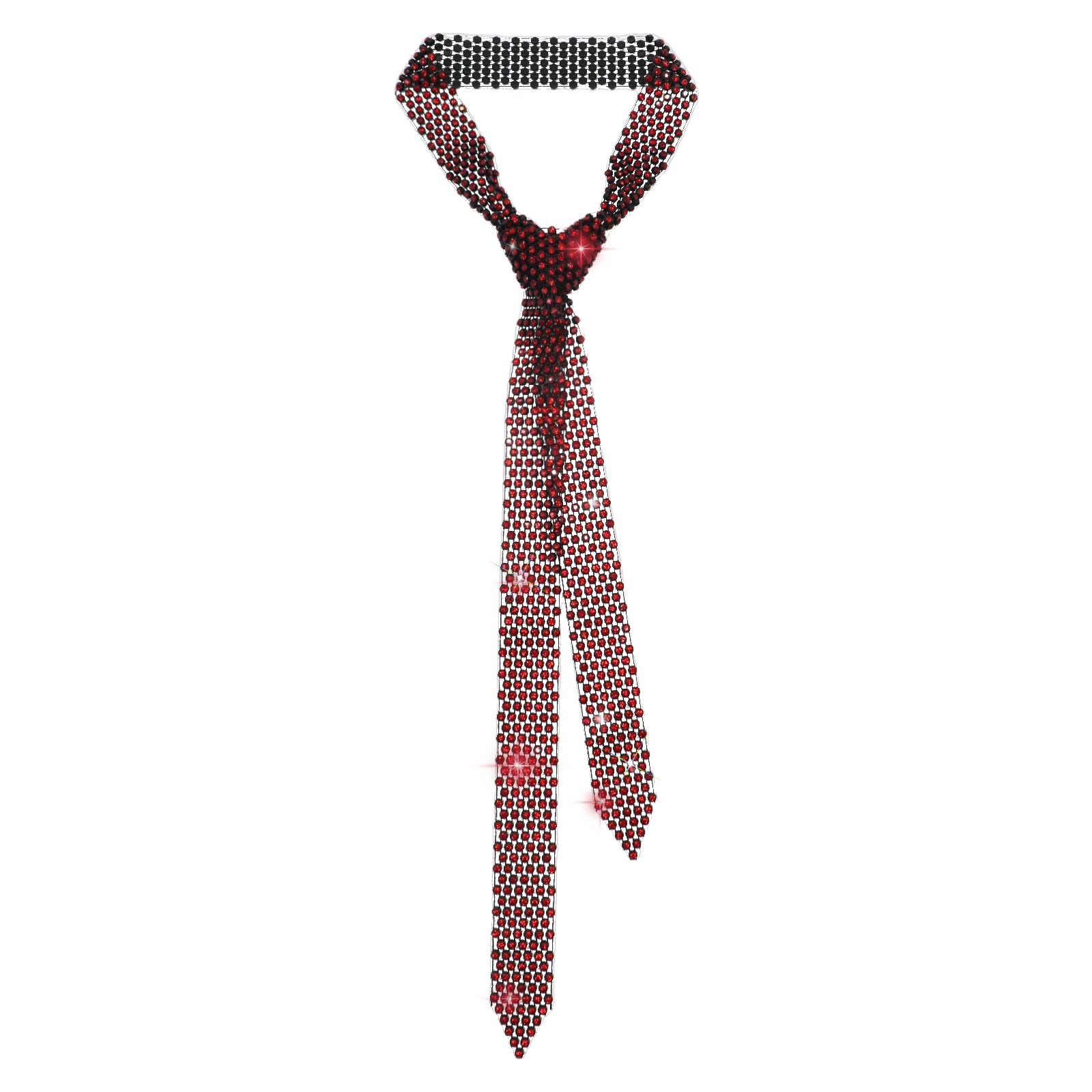 LJBFNN Ties for Women, Sparkling Rhinestone Womens Tie Long Thin Crystal Necktie for Party Prom Wedding Cosplay Beach Daily