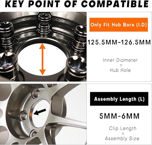 Miniatura 6 de Tapones centrales de rueda de 5.059 in 5.06" para tapones centrales Fuel Offroad 1003 50B  Paquete de 4 tapas centrales negras de repuesto