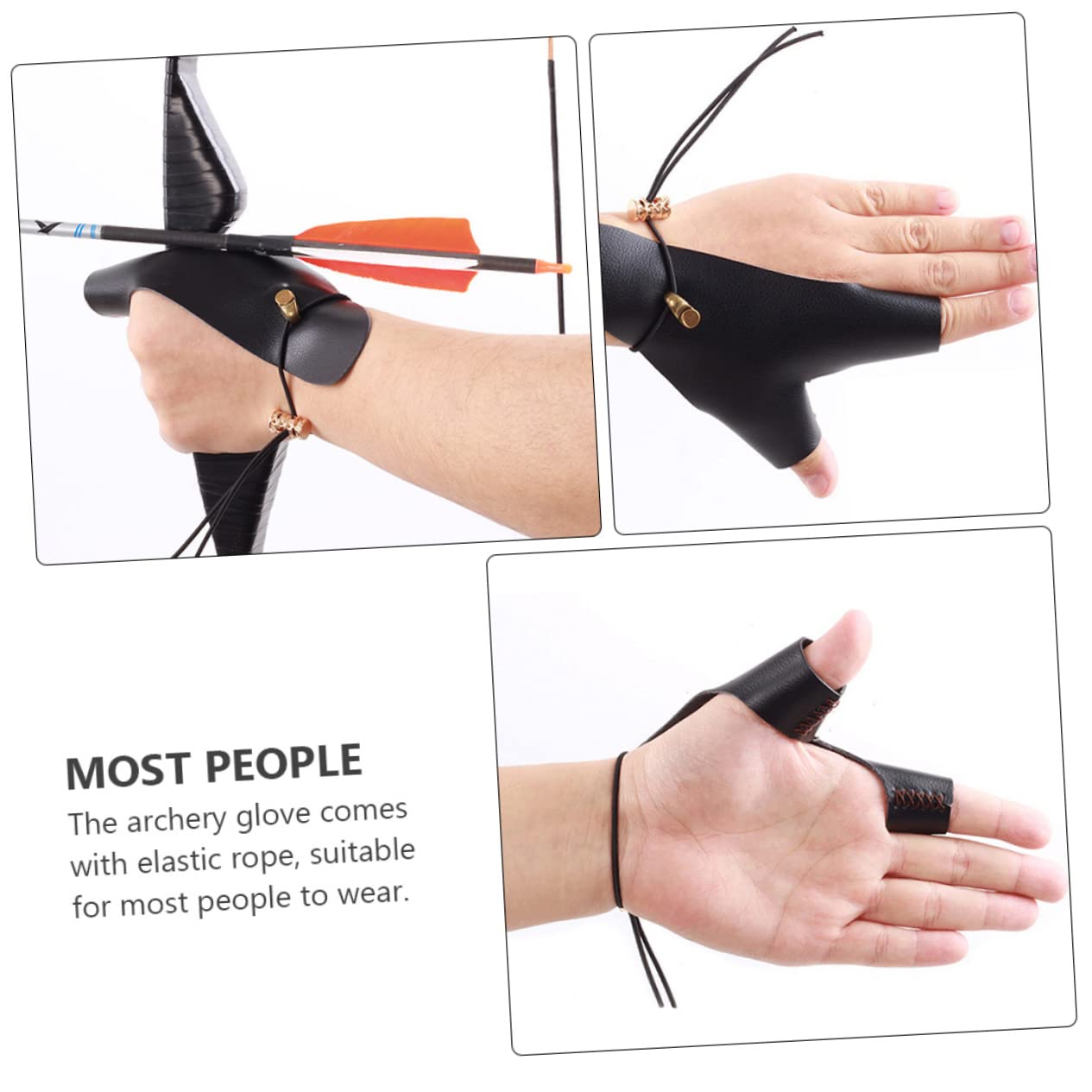 CORHAD Archery Finger Gloves Adjustable Pu Leather Hand Protector for Shooting Non-Slip Design Comfortable -Resistant for Outdoor Archery Practice